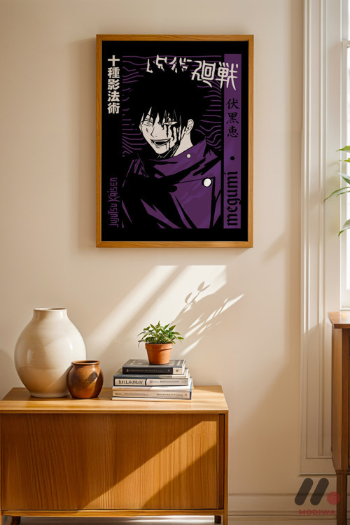 Jujutsu Kaisen Megumi Poster, Ahşap Çerçeveli Duvar Tablosu - Anime Severlere Özel Hediye