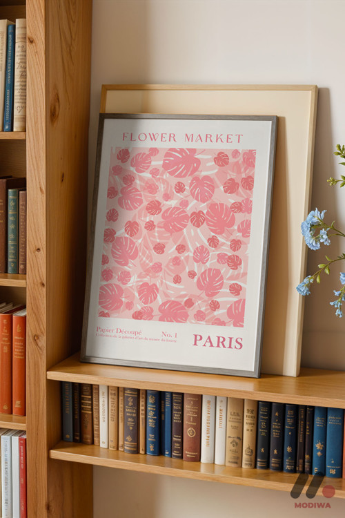 Flower Market Paris Posteri, Siyah Çerçeveli Duvar Tablosu - Motivasyon Hediyesi