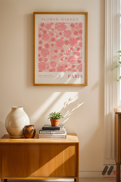 Flower Market Paris Posteri, Ahşap Çerçeveli Duvar Tablosu - Motivasyon Hediyesi