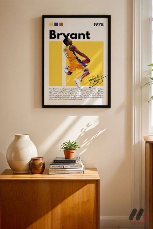Kobe Bryant Basketbol Posteri, Siyah Çerçeveli Duvar Tablosu - Spor Severlere Hediye
