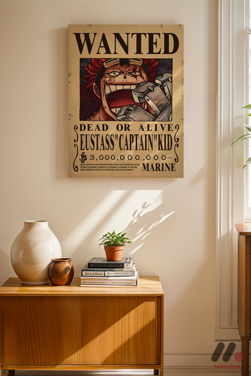 One Piece Eustass Kid Wanted Poster, Çerçevesiz Yüksek Kalite Duvar Afişi - Anime Severlere Özel Hed