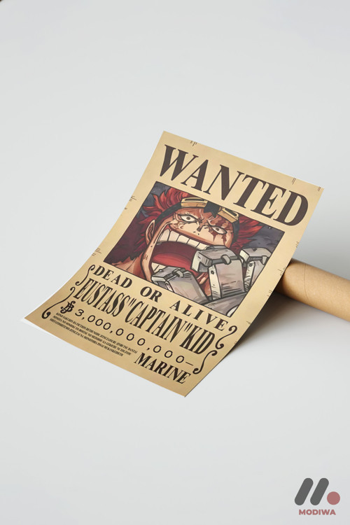 One Piece Eustass Kid Wanted Poster, Çerçevesiz Yüksek Kalite Duvar Afişi - Anime Severlere Özel Hed
