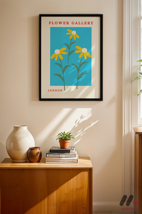 Flower Gallery London Posteri, Siyah Çerçeveli Duvar Tablosu - Modern Ev Dekorasyonu