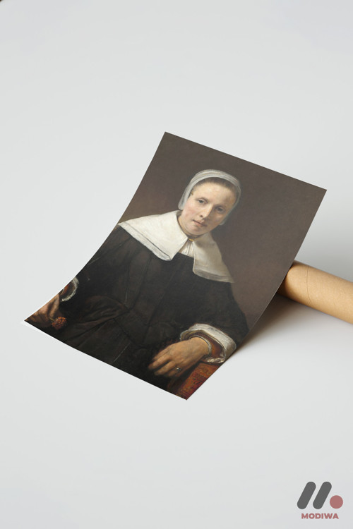 Rembrandt Beyaz Yakalı Kadın, Çerçevesiz Yüksek Kalite Duvar Afişi - Sanatsever Hediyesi