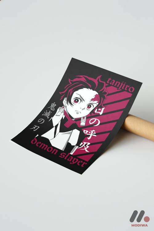 Demon Slayer Tanjiro Anime Poster, Çerçevesiz Yüksek Kalite Duvar Afişi - Anime Severlere Özel Hediy