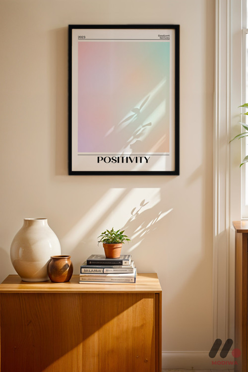 Positivity Aura Posteri, Siyah Çerçeveli Duvar Tablosu - Kişiye Özel Hediye
