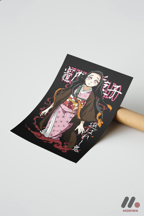 Demon Slayer Nezuko Anime Poster, Çerçevesiz Yüksek Kalite Duvar Afişi - Anime Severlere Özel Hediye