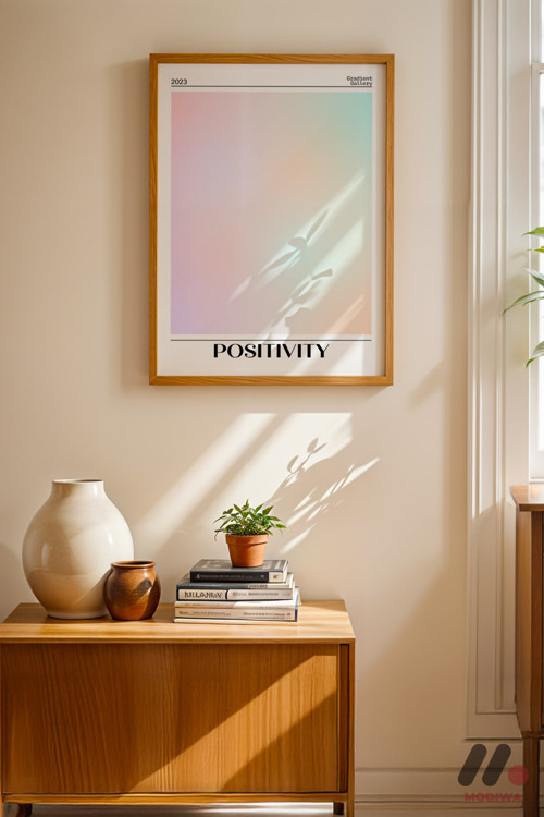 Positivity Aura Posteri, Ahşap Çerçeveli Duvar Tablosu - Kişiye Özel Hediye