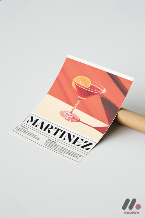 Martinez Kokteyl Posteri, Çerçevesiz Yüksek Kalite Duvar Afişi - Mutfak Dekorasyonu