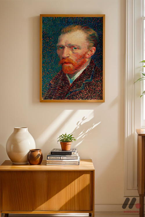 Van Gogh Otoportre, Ahşap Çerçeveli Duvar Tablosu - Sanatsever Hediyesi