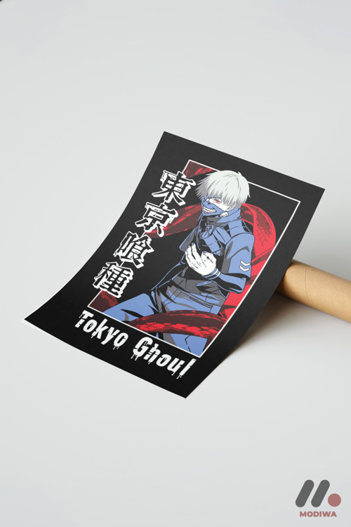 Tokyo Ghoul Kaneki Maske Poster, Çerçevesiz Yüksek Kalite Duvar Afişi - Anime Severlere Özel Hediye