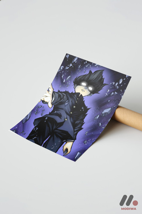 Mob Psycho Uzay Sahnesi Poster, Çerçevesiz Yüksek Kalite Duvar Afişi - Anime Severlere Özel Hediye