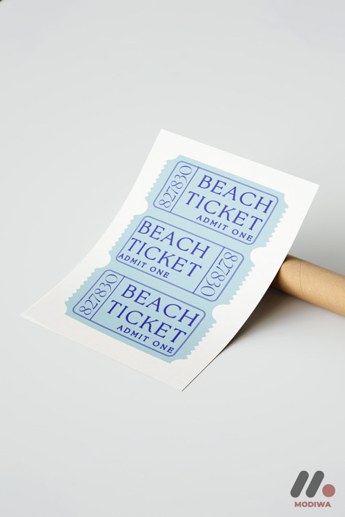 Beach Ticket Retro Poster, Çerçevesiz Yüksek Kalite Duvar Afişi - Huzurlu Ev Dekorasyonu