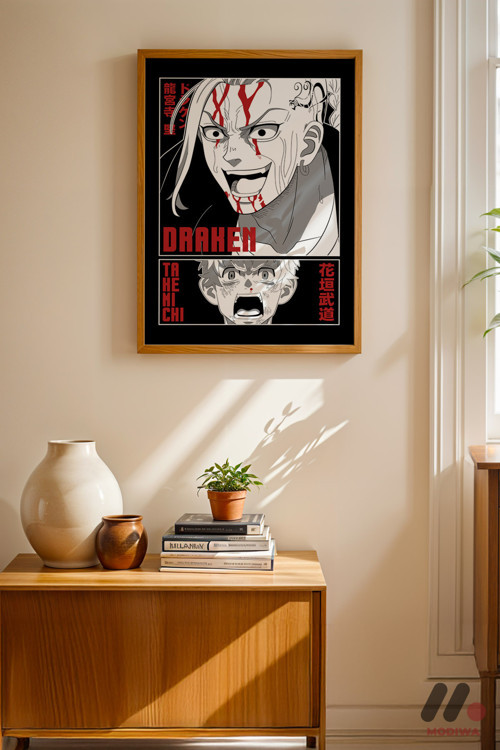 Tokyo Revengers Draken Poster, Ahşap Çerçeveli Duvar Tablosu - Anime Severlere Özel Hediye