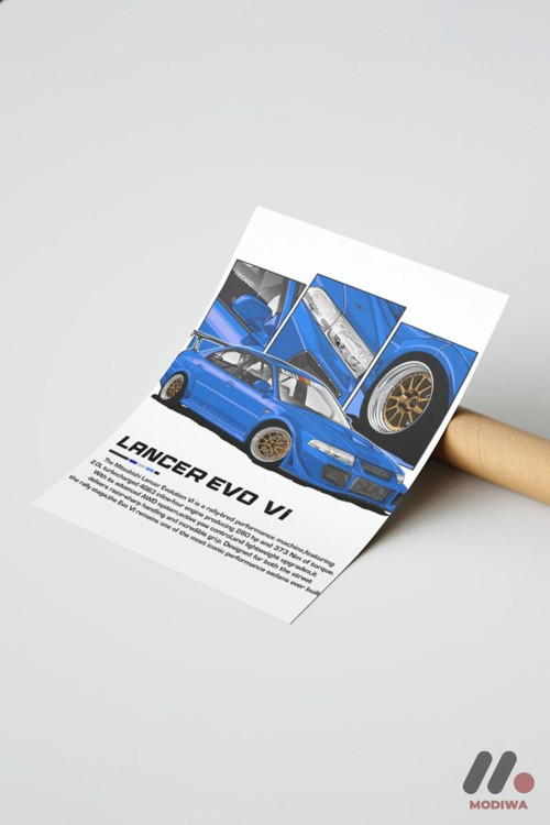 Mitsubishi Lancer Evo Vı Jdm Poster, Çerçevesiz Yüksek Kalite Duvar Afişi - Oto Severlere Özel Hediy