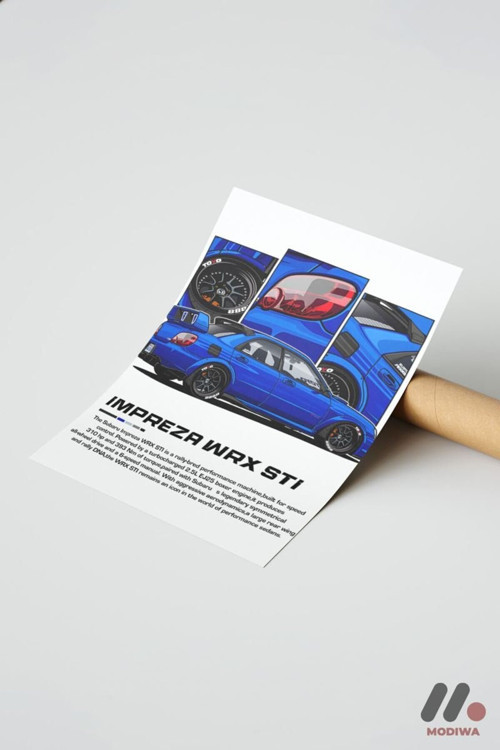 Subaru Impreza Wrx Stı Jdm Poster, Çerçevesiz Yüksek Kalite Duvar Afişi - Oto Severlere Özel Hediye