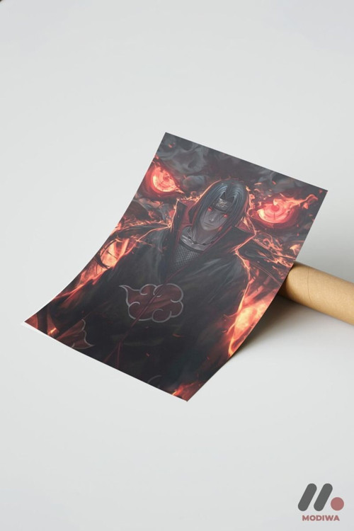 Naruto Itachi Akatsuki Poster, Çerçevesiz Yüksek Kalite Duvar Afişi - Anime Severlere Özel Hediye