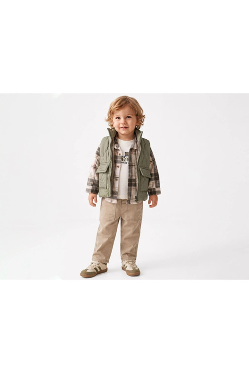 Erkek Çocuk Ayıcık Desenli 4’Lü Yelekli Gömlek Takım