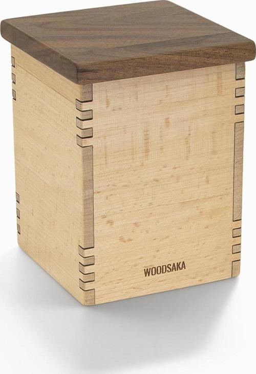 Mutfak İçin Saklama Kutusu 1 - Gürgen ve Ceviz - 7.8cm x 7.8cm x 11.5cm - WOODSAKA