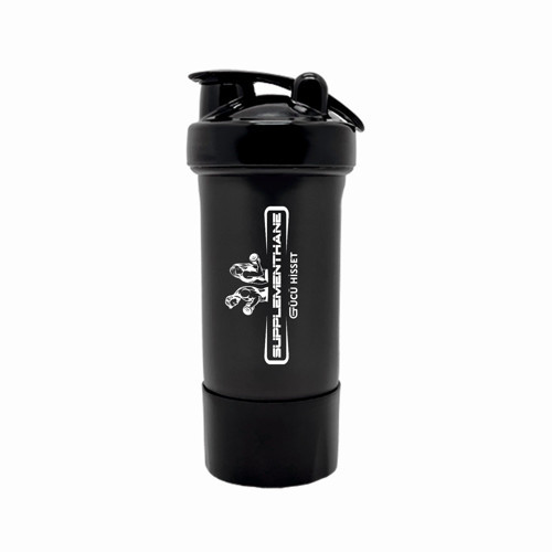 Fitness Smart Shaker 550 Ml + Toz saklama kablı - SİYAH
