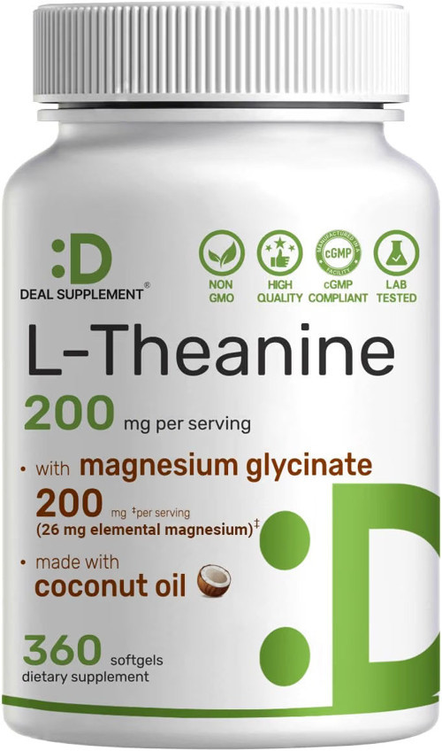L-Theanine with Magnesium Glycinate Amino Acid & Mineral Complex 360 Softgels