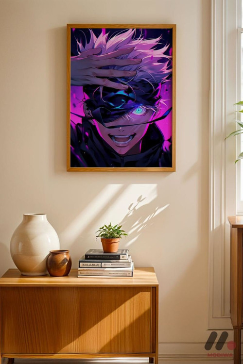 Jujutsu Kaisen Gojo Poster, Ahşap Çerçeveli Duvar Tablosu - Anime Severlere Özel Hediye