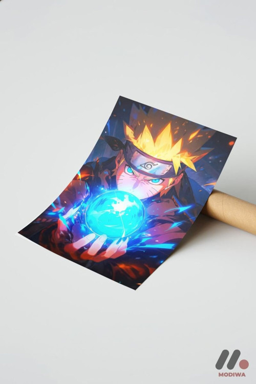 Naruto Rasengan Anime Poster, Çerçevesiz Yüksek Kalite Duvar Afişi - Anime Severlere Özel Hediye
