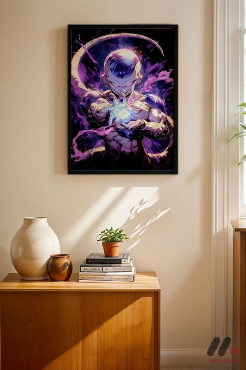 Dragon Ball Frieza Anime Poster, Siyah Çerçeveli Duvar Tablosu - Anime Severlere Özel Hediye