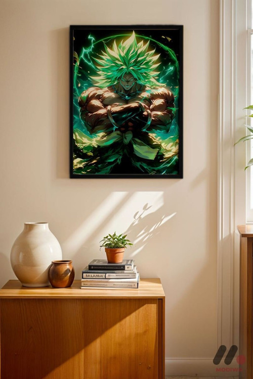 Dragon Ball Broly Anime Poster, Siyah Çerçeveli Duvar Tablosu - Anime Severlere Özel Hediye