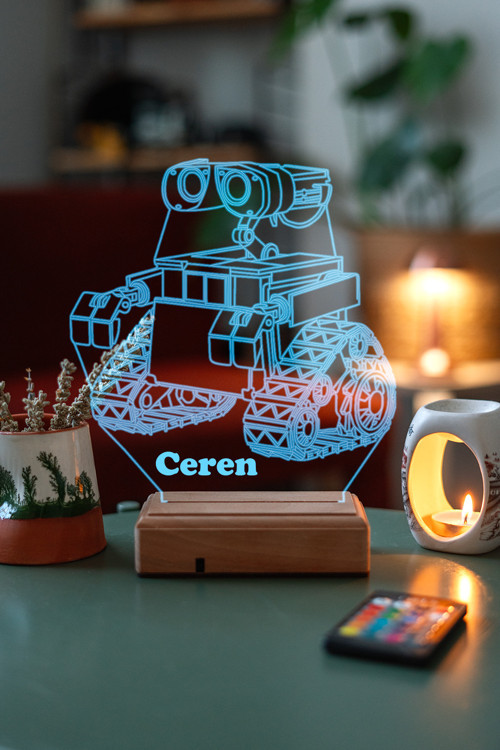 3D Wall-E 16 Renk Kumandalı Gece Lambası