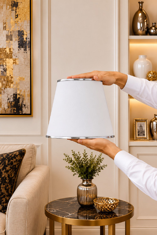 Minimalist Small Abajur Şapkası - Yedek Şapka - Abajur Başlığı -Kumaş Başlık