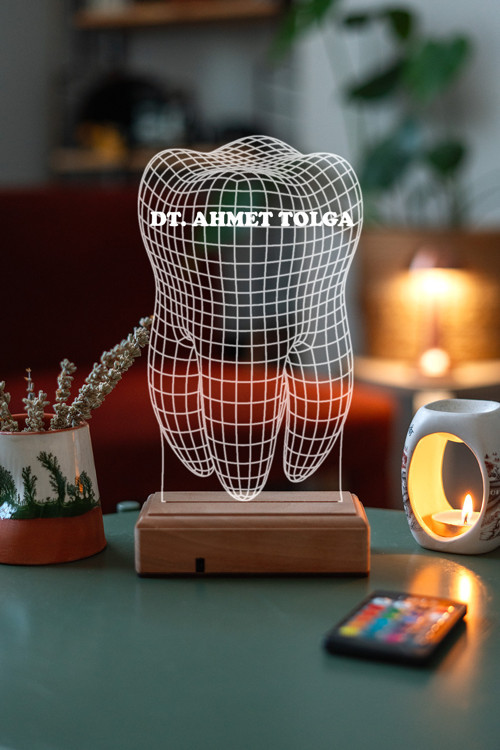 Diş Doktorlarına Hediye 3D 16 Renk Dekoratif Led Lamba