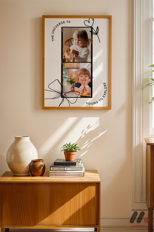 Kişiye Özel Çocuk Fotoğraflı Poster Kız, Ahşap Çerçeveli Duvar Tablosu 21X30 Cm
