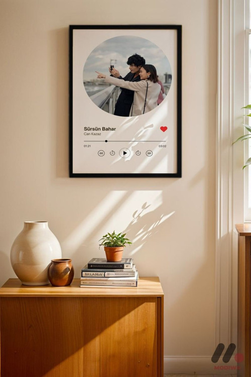 Kişiye Özel Daire Fotoğraflı Müzik Posteri, Siyah Çerçeveli Duvar Tablosu 21X30 Cm