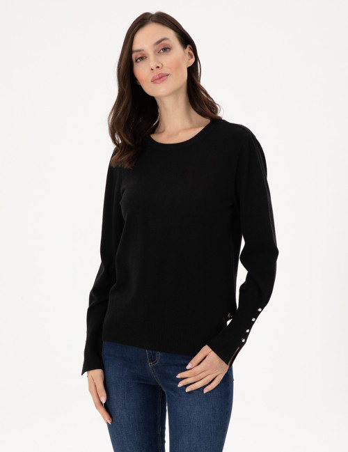 Siyah Slim Fit Basic Kazak 50290566-VR046