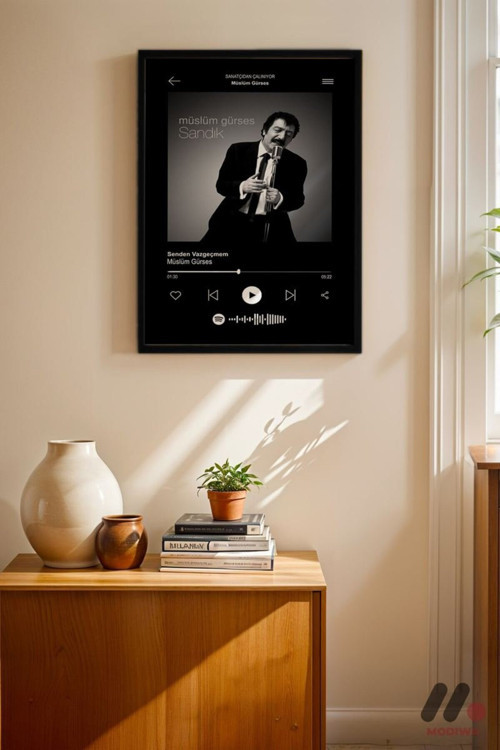 Kişiye Özel Müzik Çalar Temalı Poster, Siyah Çerçeveli Duvar Tablosu 21X30 Cm