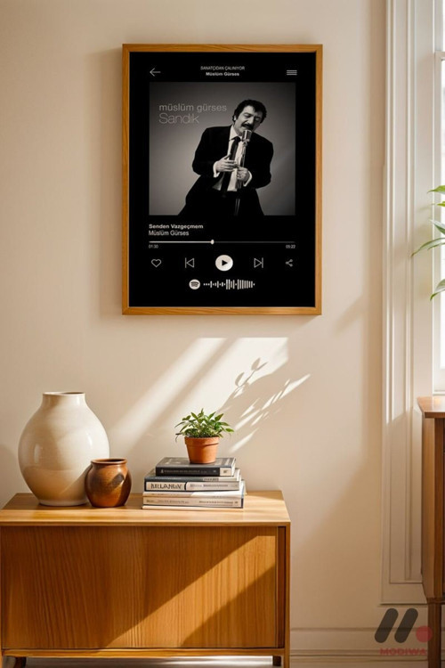 Kişiye Özel Müzik Çalar Temalı Poster, Ahşap Çerçeveli Duvar Tablosu 21X30 Cm