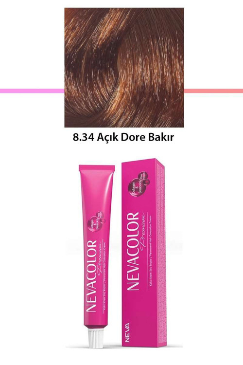 Premium 8.34 Açık Dore Bakır - Kalıcı Saç Boyası 50 g Tüp