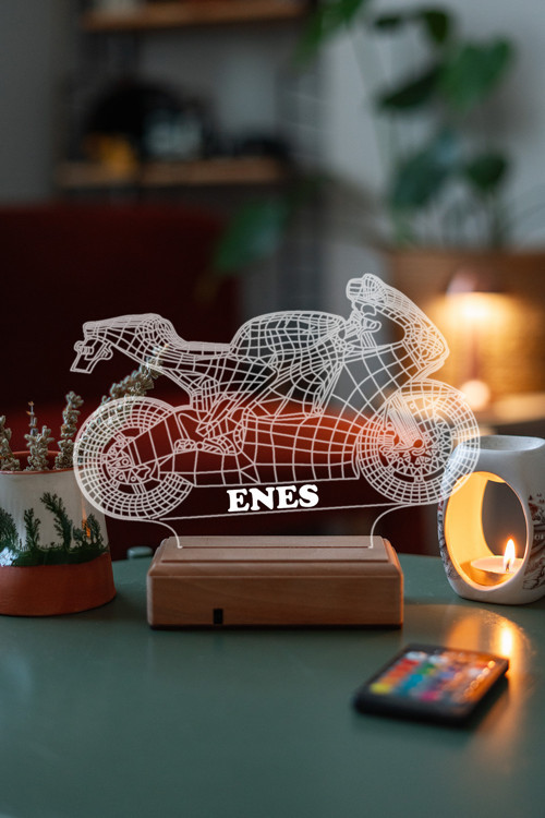 Kişiye Özel Yarış Motoru 3D Led Lamba