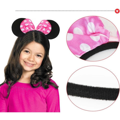 Pembe Fiyonklu Minnie Mouse Tacı Mini Kulak