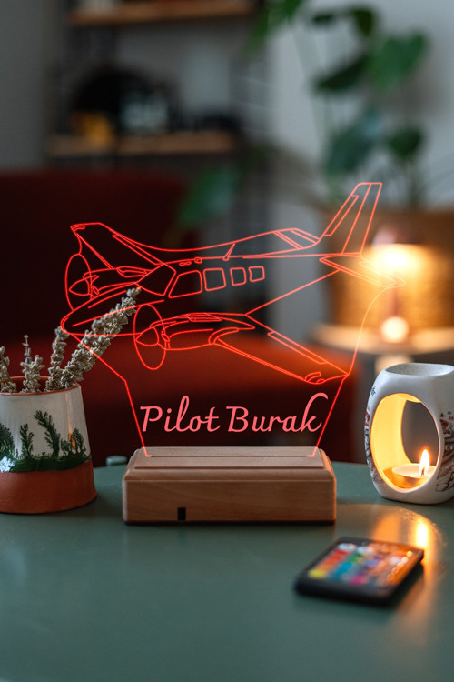 Pilotlara Hediye Uçak 3D Masaüstü 16 Renk Dekoratif Led Lamba
