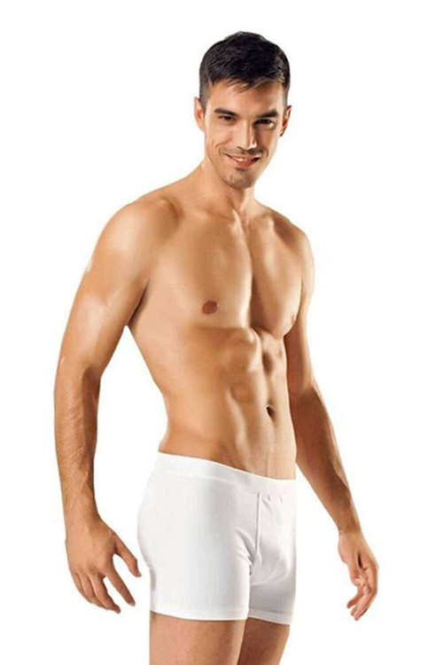 3 adet Tutku Likralı Erkek Beyaz Boxer 0114 — Beden: XL