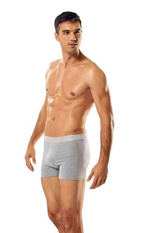 3 adet Tutku Likralı Erkek Gri Boxer 0114 — Beden: S