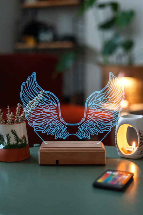 Tasarım Melek Kanatları 3D 16 Renk Dekoratif Led Lamba