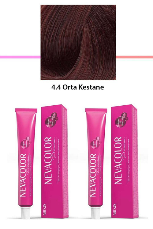 2 li Set Premium 4.4 Orta Kestane - Kalıcı Saç Boyası 2 X 50 g Tüp