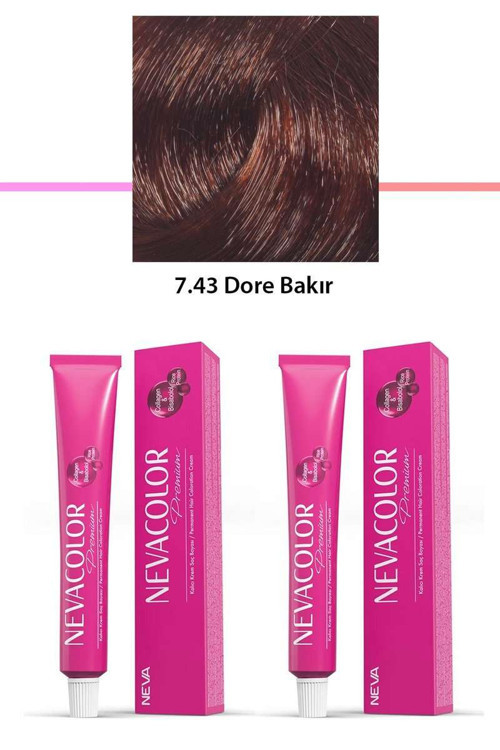 2 li Set Premium 7.43 Dore Bakır - Kalıcı Saç Boyası 2 X 50 g Tüp