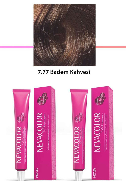 2 li Set Premium 7.77 Badem Kahvesi - Kalıcı Saç Boyası 2 X 50 g Tüp