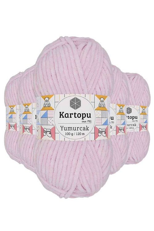 5 Adet Yumurcak Kadife El Örgü İpi Toz Pembe K1562 mudanis