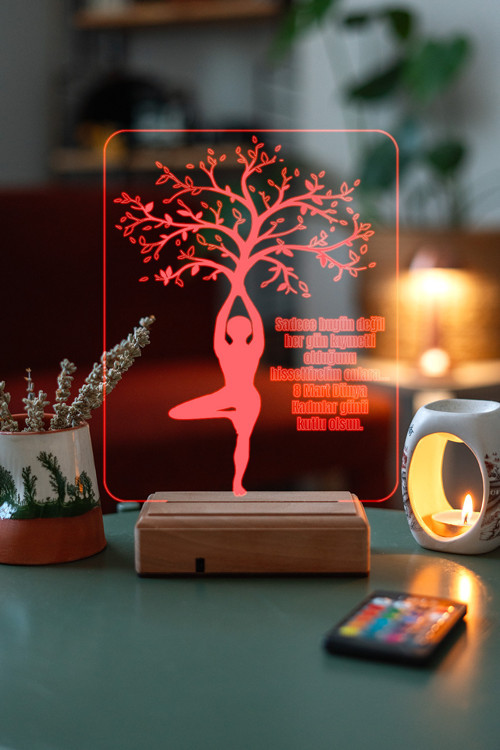 Kadınlar Günü Hediyesi Yaşam Ağacı 3D 16 Renk Gece Lambası