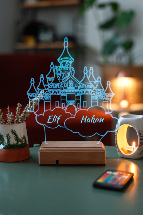 Çocuklara Hediye Kişiye Özel 3D Dekoratif Led İsimli Kale Lamba